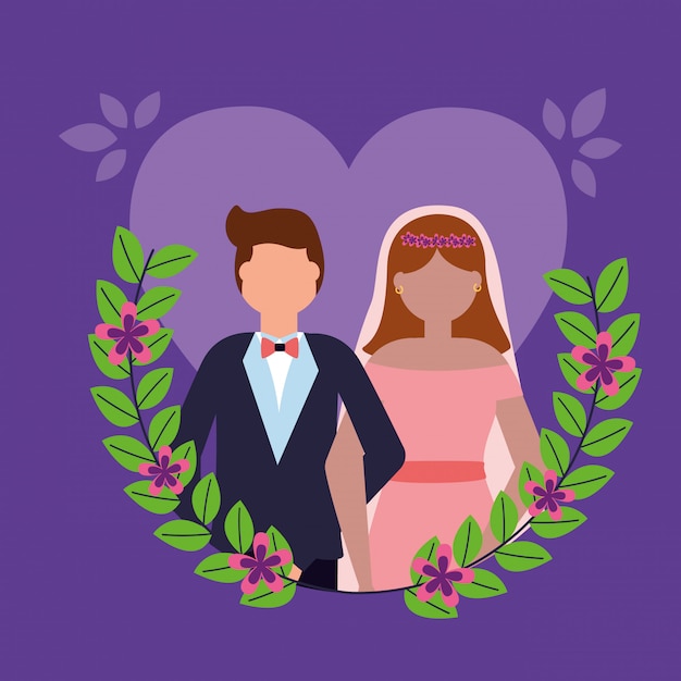 wedding couple in flat style