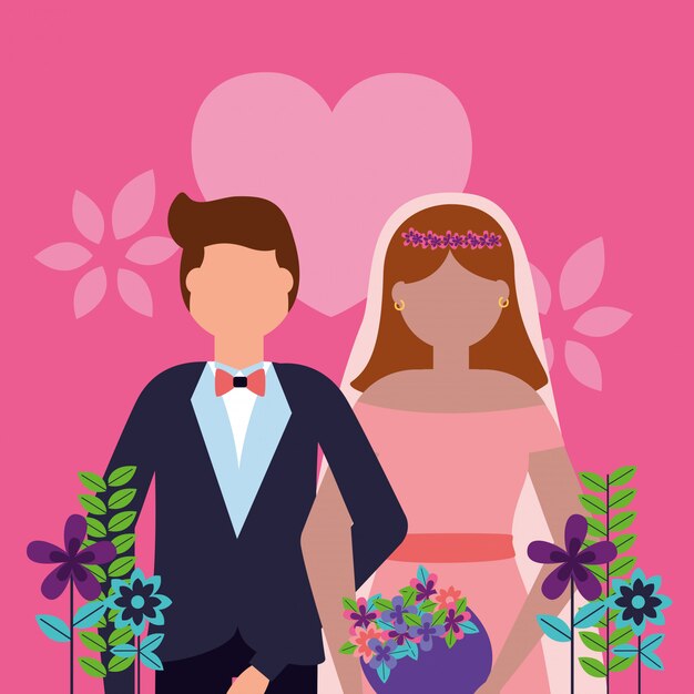 wedding couple in flat style