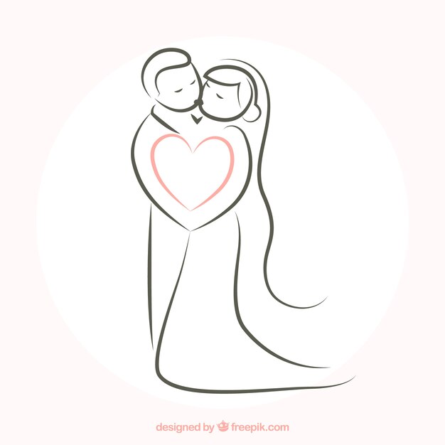 Wedding couple outline