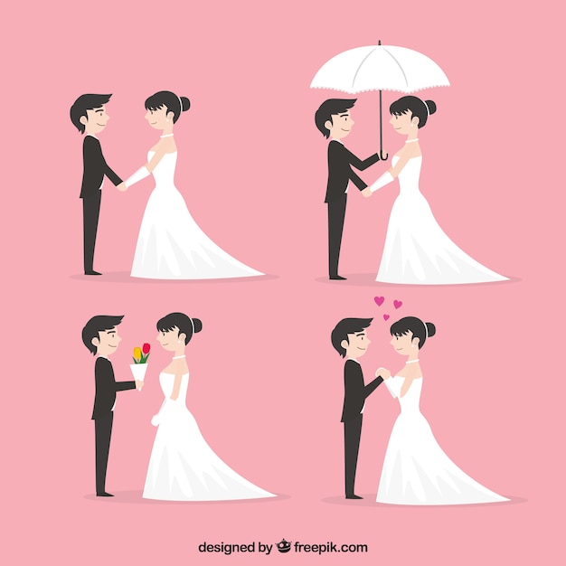 Free vector wedding couple set