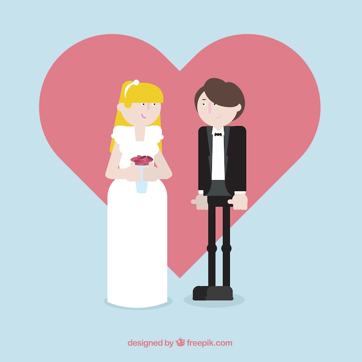 免費 Vector 有心情的新婚夫婦