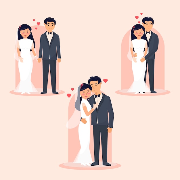 Free vector wedding couples collection