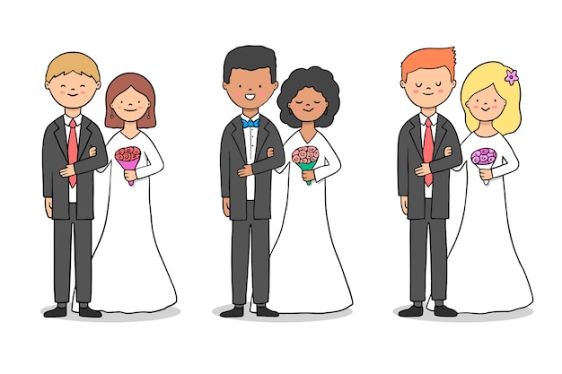 Free vector wedding couples collection