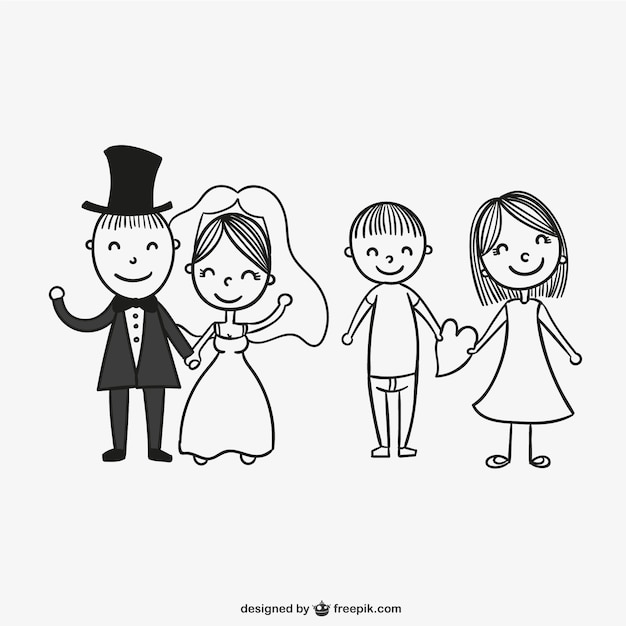 Free vector wedding couples drawing