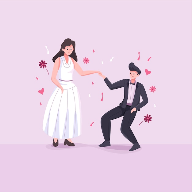 Free vector wedding couples in flat design