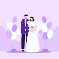 Free vector wedding couples in flat design