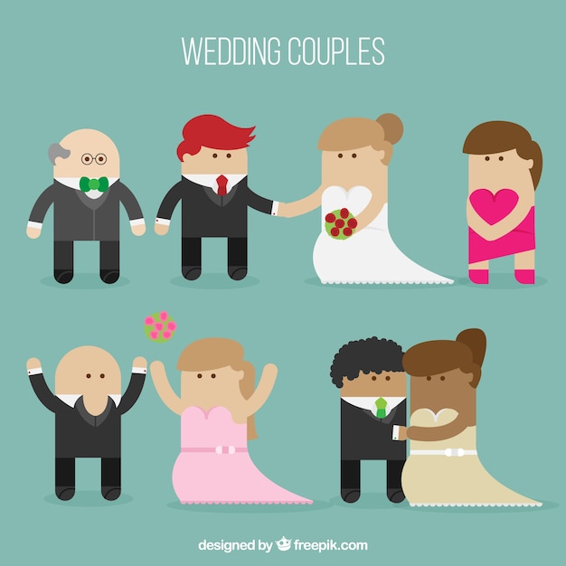 Free vector wedding couples flat designs