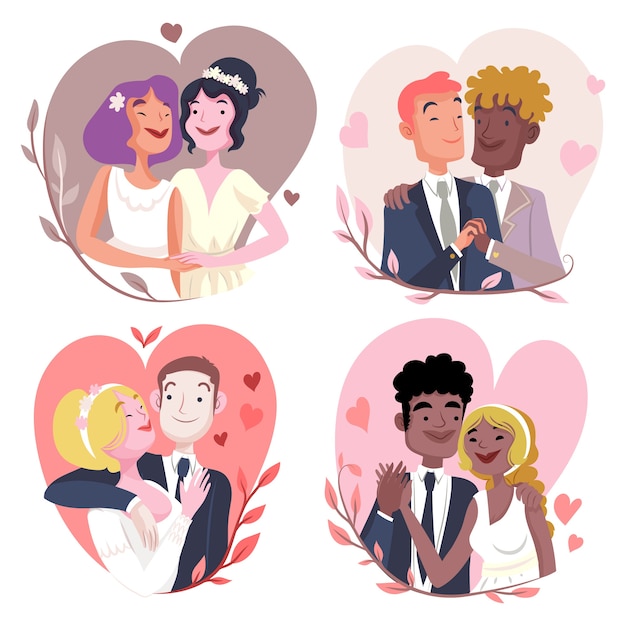 Wedding couples illustration