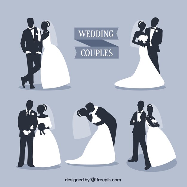 Wedding Couples Silhouettes Set