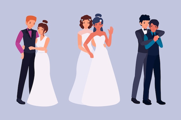 Free vector wedding couples