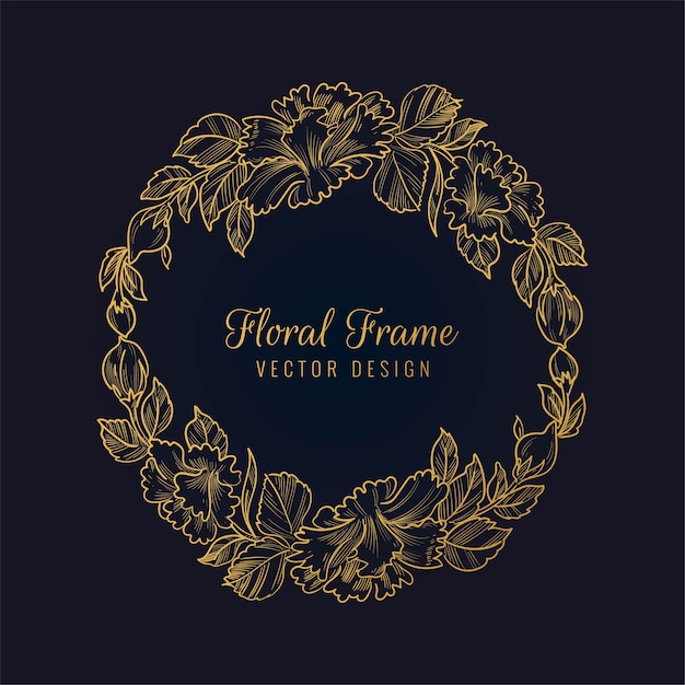 Wedding decorative golden floral frame