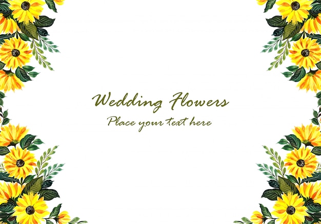 Vettore gratuito cornice floreale gialla decorativa di nozze