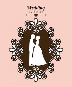 Wedding design over pink background vector illustration