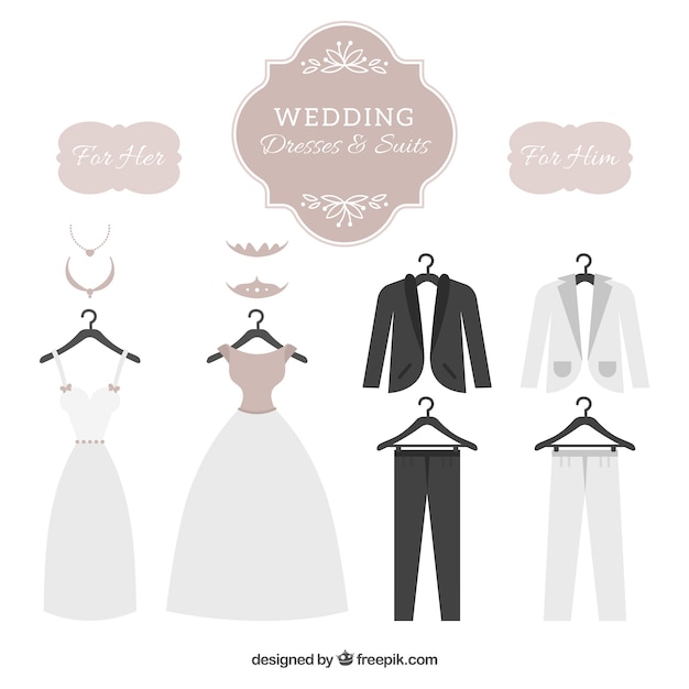 Wedding dresses & suits set