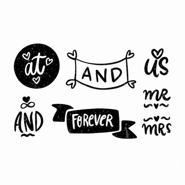 Free vector wedding elegant words collection