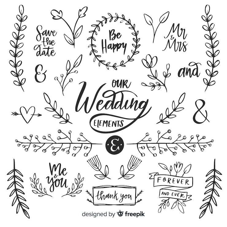 Free Vector wedding element collection
