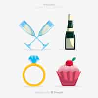 Free vector wedding element collection