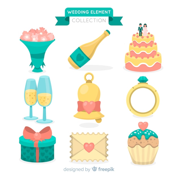 Free vector wedding element collection