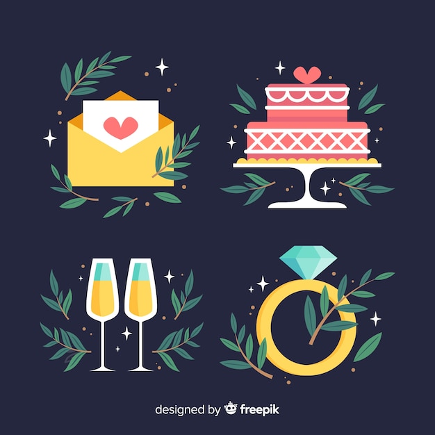 Free vector wedding element collection
