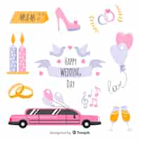 Free vector wedding element collection