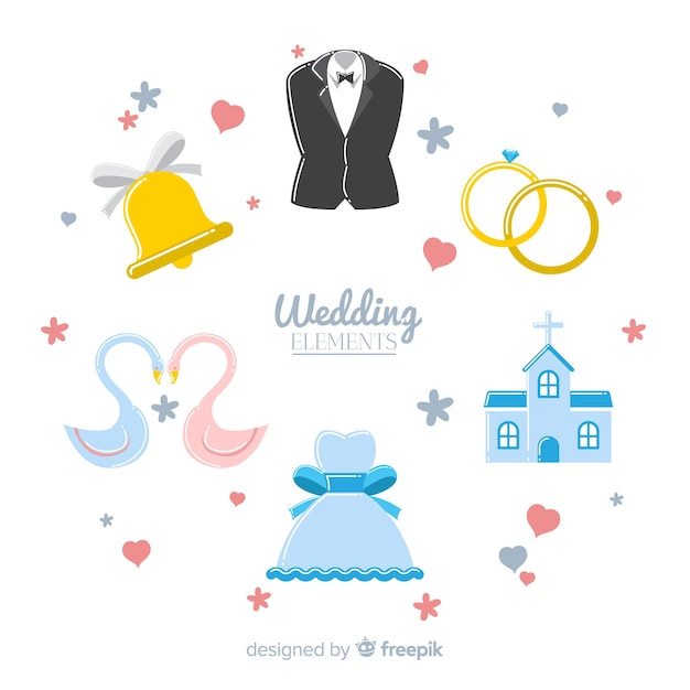 Free vector wedding element collection