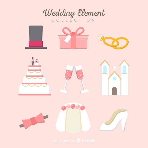 Free vector wedding element collection