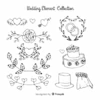 Бесплатное векторное изображение Коллекция свадебных элементов
