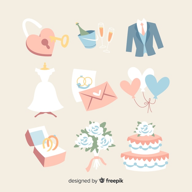 Free Vector wedding element collection