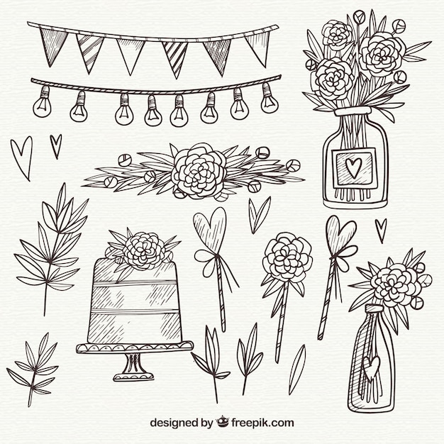 Free Vector wedding elements collection