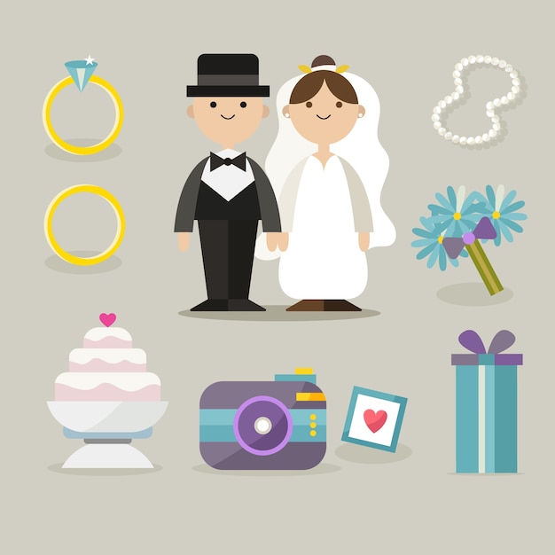 Free vector wedding elements collection
