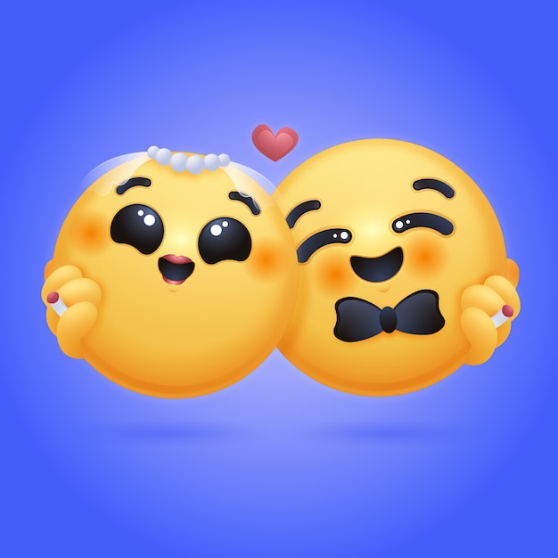 Vettore gratuito illustrazione di emoji per le nozze