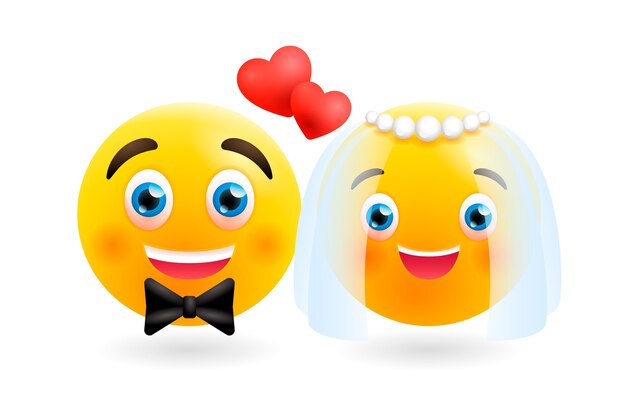 Vettore gratuito illustrazione di emoji per le nozze