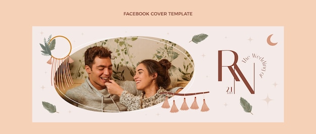 Free vector wedding facebook cover design template