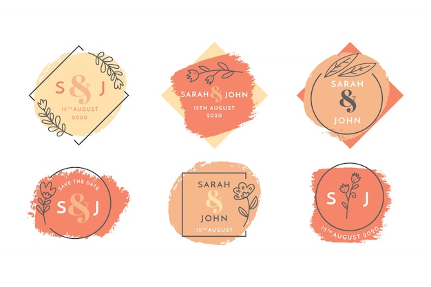 Free vector wedding floral badge set