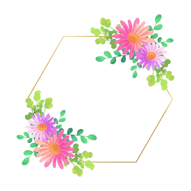 Wedding floral frame hexagonal design