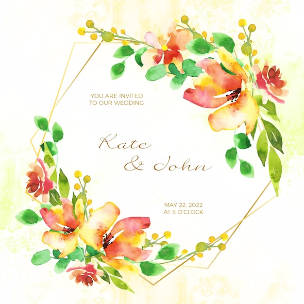 Wedding floral frame invitation card concept