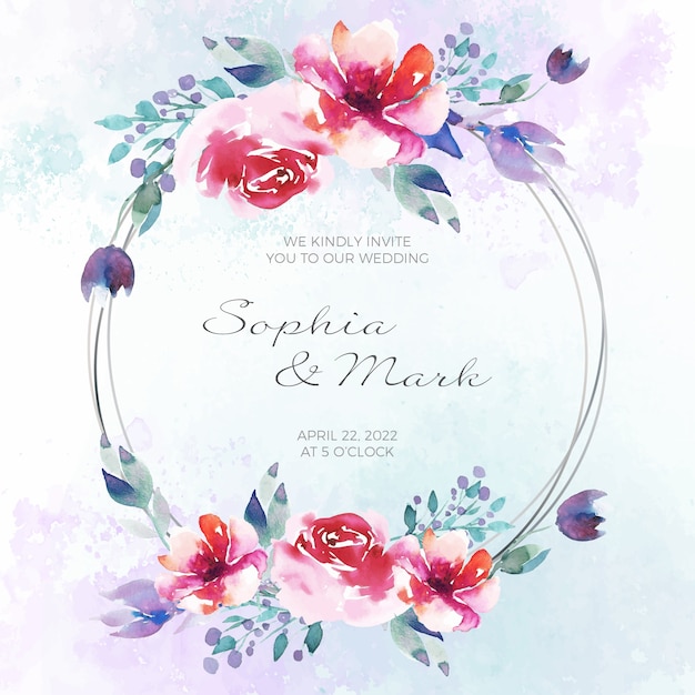 Wedding floral frame invitation card