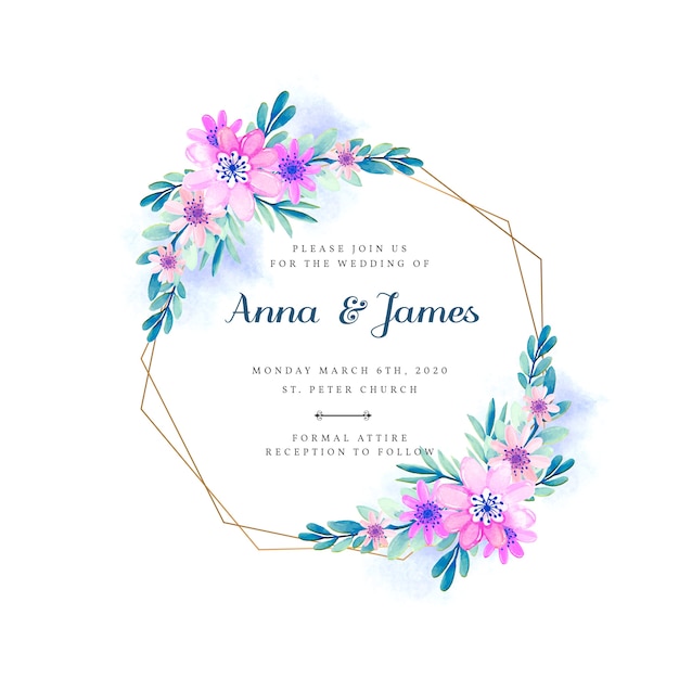 Wedding floral frame invitation