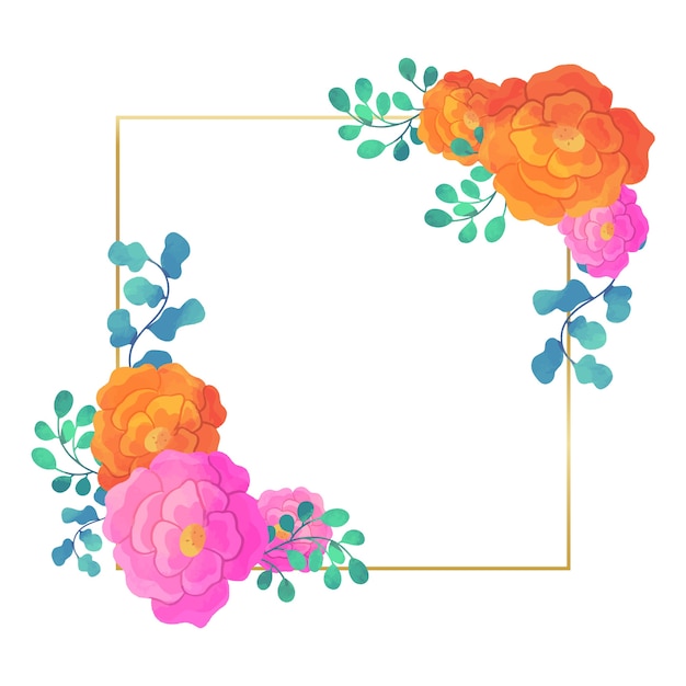 Free vector wedding floral frame squared design