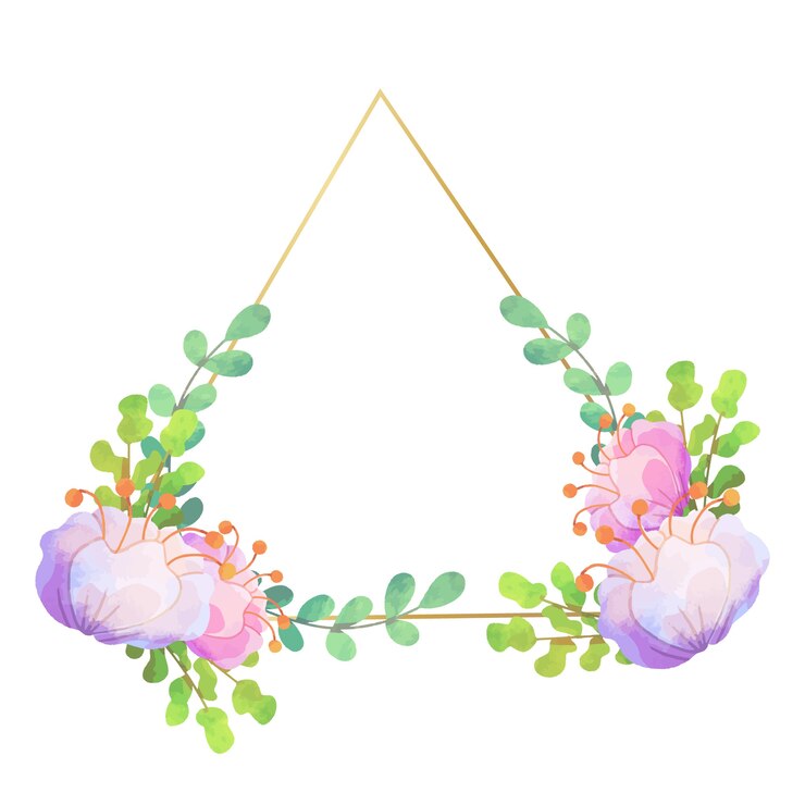 無料Vector 結婚式の花のフレームの三角形のデザイン