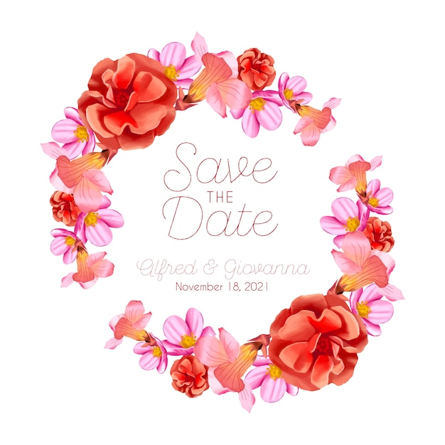 Бесплатное векторное изображение Свадебная цветочная рамка