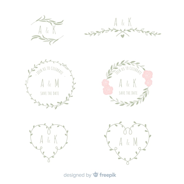 Free vector wedding floral frames