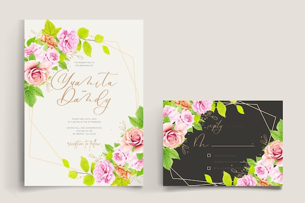Free vector wedding floral and leaves design card