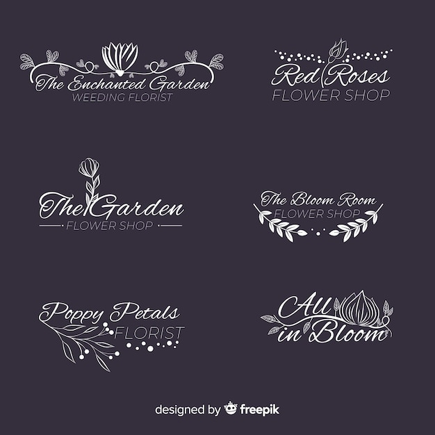 結婚式の花屋のロゴのテンプレートコレクション