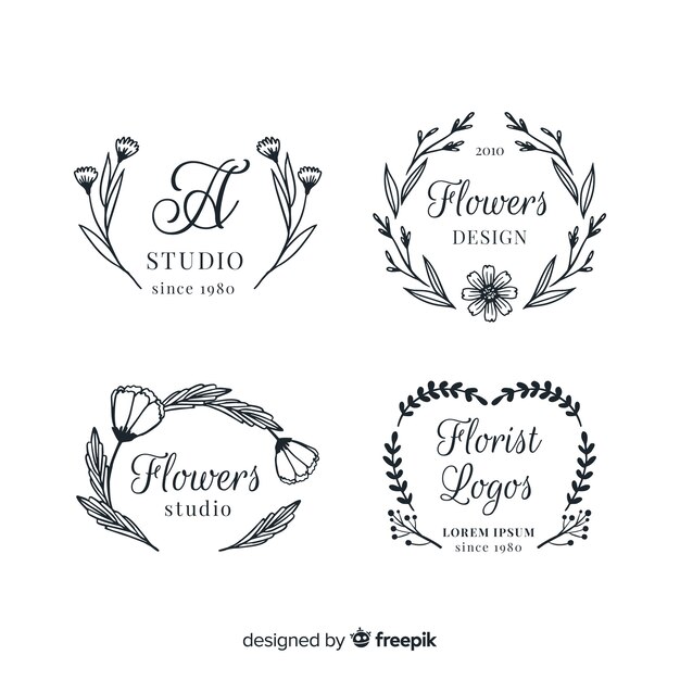 Wedding florist logo templates collection