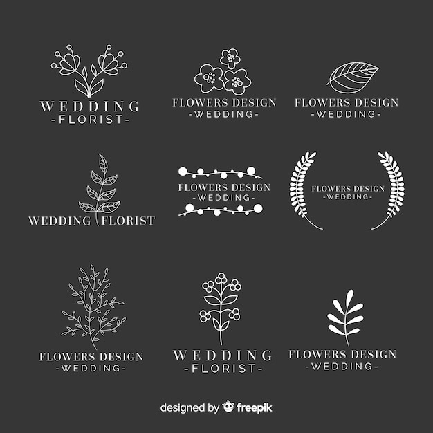 Free vector wedding florist logo templates collection