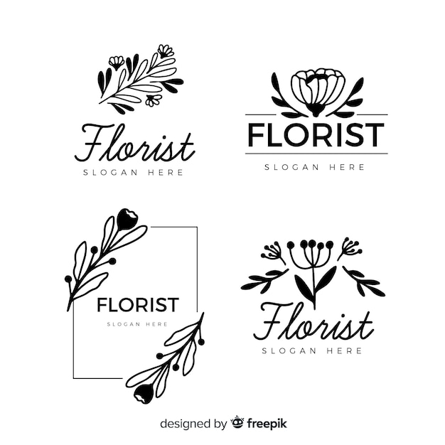 Free vector wedding florist logo templates collection