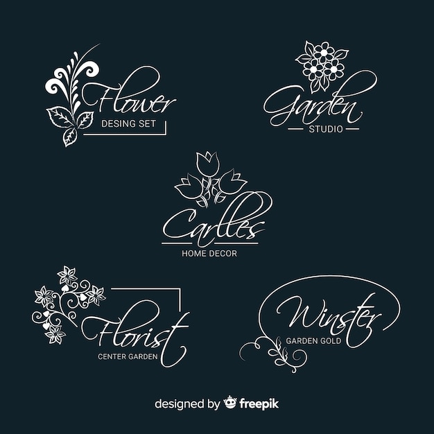 Vettore gratuito collezione di modelli di logo fiorista matrimonio