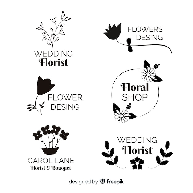 Free vector wedding florist logo templates collection