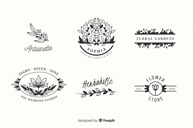 Free vector wedding florist logo templates collection